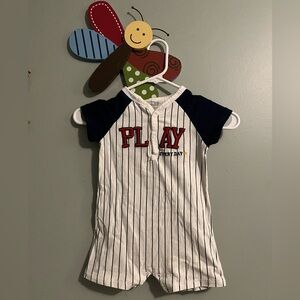 Striped Baby Romper Short Sleeved Sports Baseball